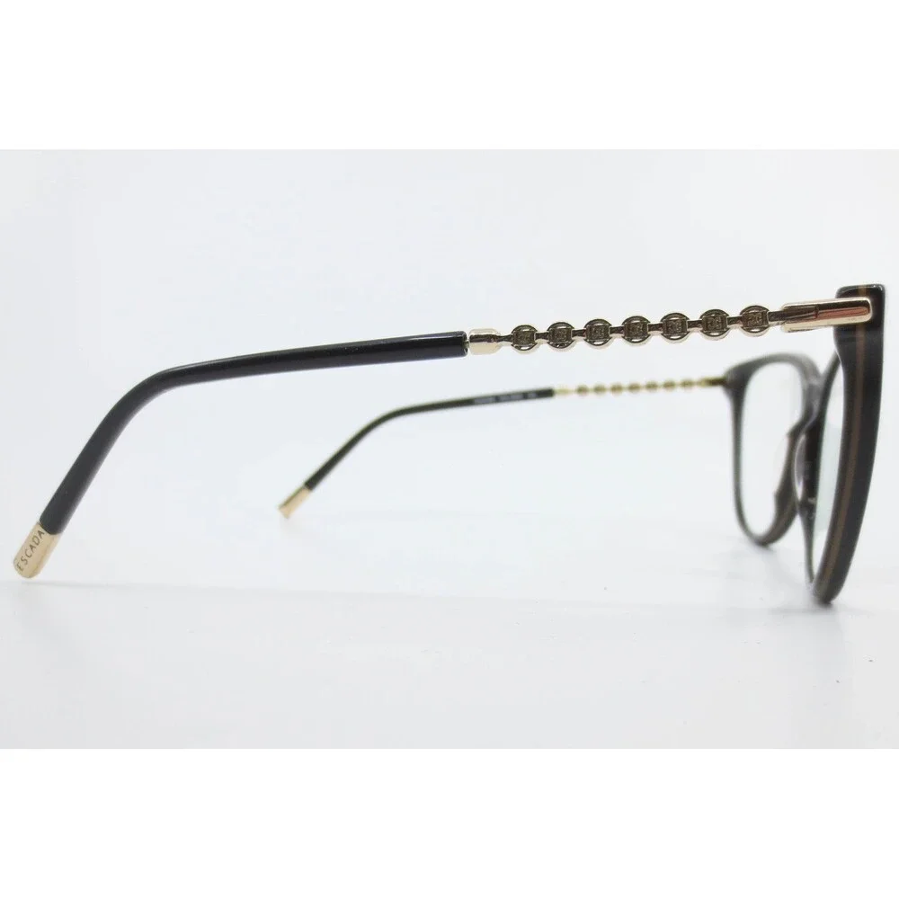 Escada VESD36K Cat Eye Eyeglasses Brown Gold Logo Frames 52-16-140 COL.06XK